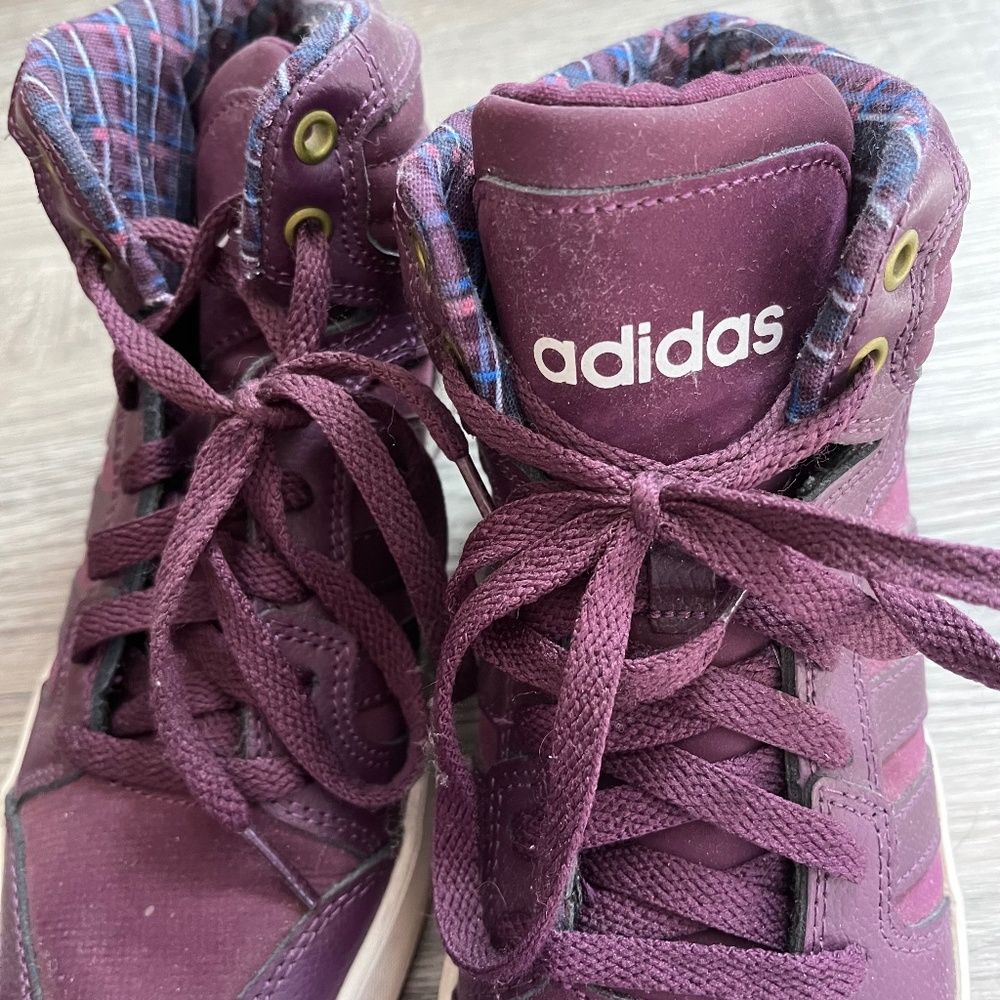 Adidas Neo Raleigh Mid Purple Plaid sneaker womens 7.5 EUC - Picture 4 of 9
